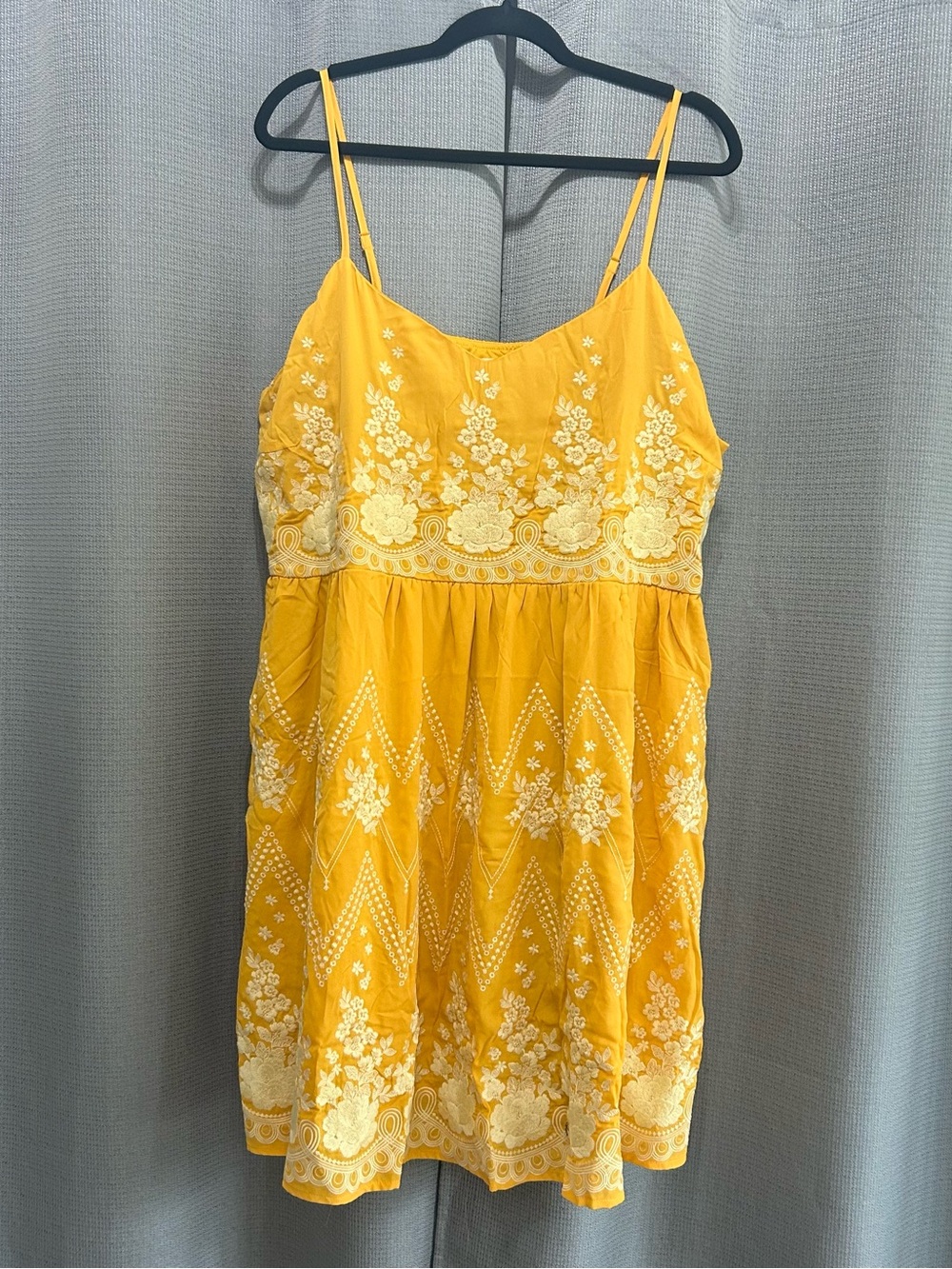 Savanna Jane Mustard Yellow Summer Dress with Embroidered Flowers